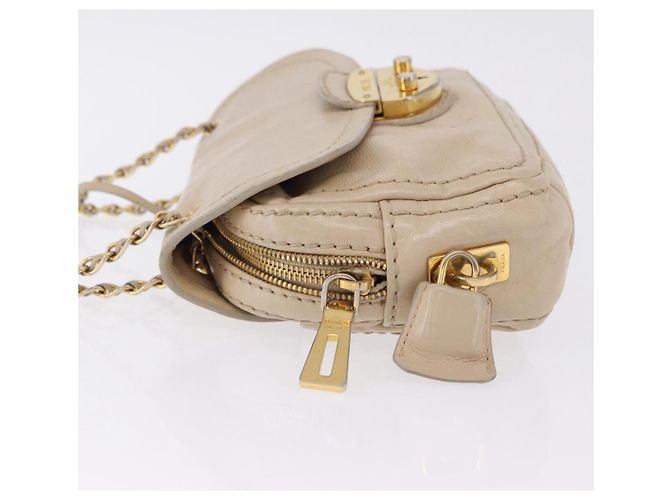 Borsa a Spalla con Catena PRADA in Pelle Beige Oro Auth bs36546 D'oro - vista 4