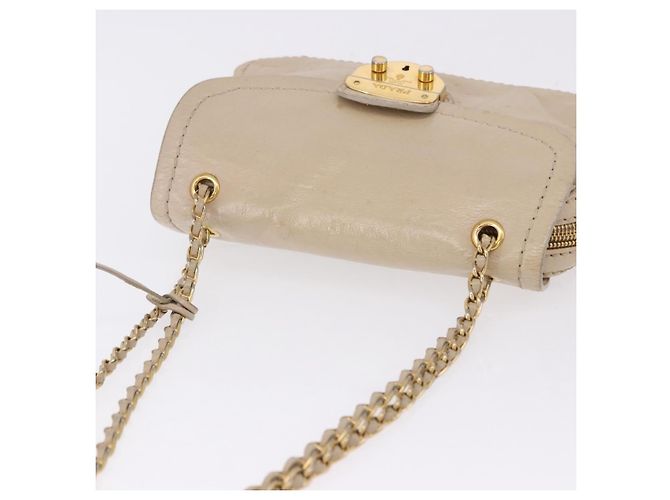 Borsa a Spalla con Catena PRADA in Pelle Beige Oro Auth bs36546 D'oro - vista 6