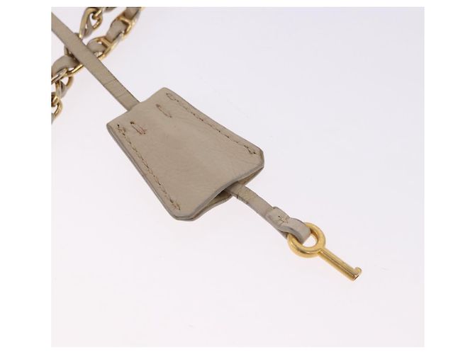Borsa a Spalla con Catena PRADA in Pelle Beige Oro Auth bs36546 D'oro - vista 9