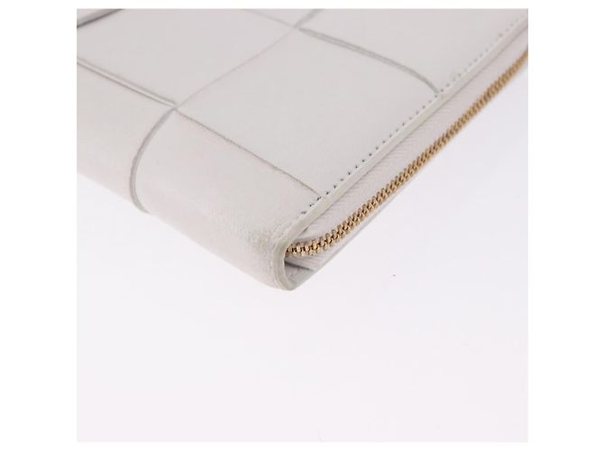 Cartera Larga BOTTEGA VENETA MAXI INTRECCIATO de cuero Blanco Oro Auth bs36408 - vista 14