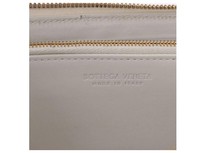 Cartera Larga BOTTEGA VENETA MAXI INTRECCIATO de cuero Blanco Oro Auth bs36408 - vista 21