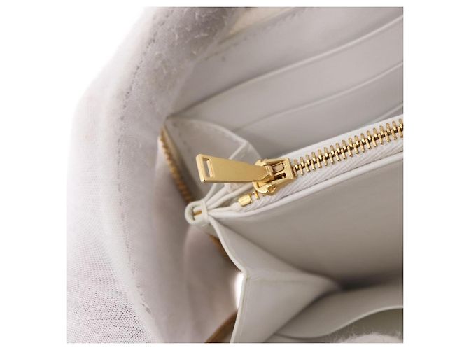 Cartera Larga BOTTEGA VENETA MAXI INTRECCIATO de cuero Blanco Oro Auth bs36408 - vista 22