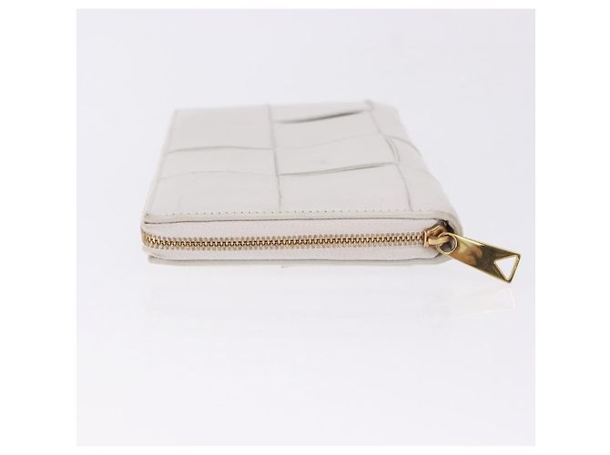 Cartera Larga BOTTEGA VENETA MAXI INTRECCIATO de cuero Blanco Oro Auth bs36408 - vista 4