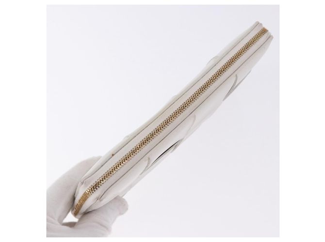 Cartera Larga BOTTEGA VENETA MAXI INTRECCIATO de cuero Blanco Oro Auth bs36408 - vista 5