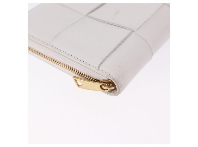 Cartera Larga BOTTEGA VENETA MAXI INTRECCIATO de cuero Blanco Oro Auth bs36408 - vista 7
