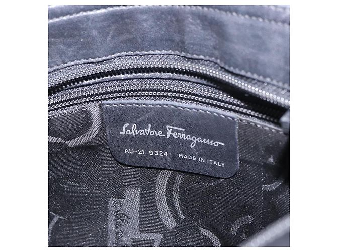 Borsa Salvatore Ferragamo Vala in tela nero e argento autentica gh2305 - vista 15