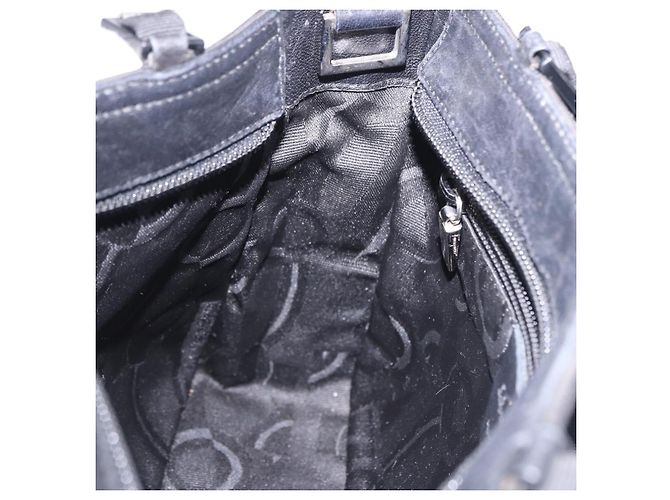 Borsa Salvatore Ferragamo Vala in tela nero e argento autentica gh2305 - vista 17