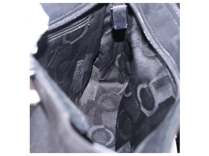 Borsa Salvatore Ferragamo Vala in tela nero e argento autentica gh2305 - vista 18