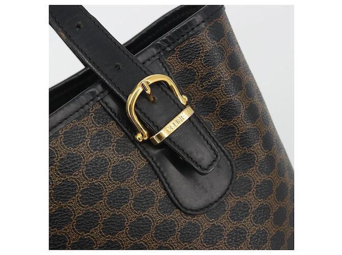 Céline Borsa Tote CELINE Macadam in tela PVC e pelle nera e oro Auth 192542A Nero D'oro - vista 10