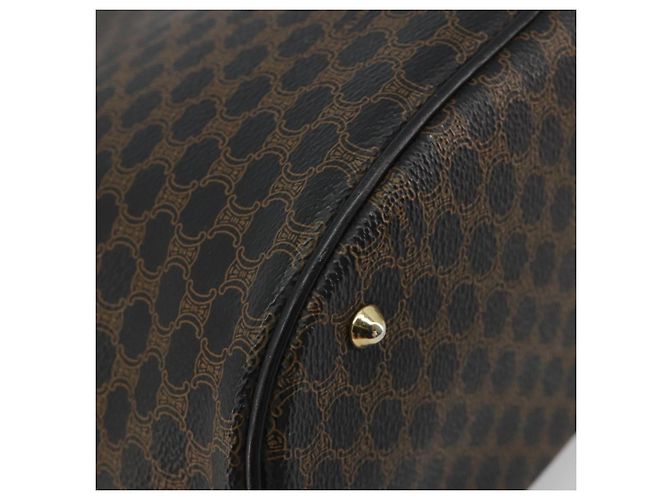 Céline Borsa Tote CELINE Macadam in tela PVC e pelle nera e oro Auth 192542A Nero D'oro - vista 16