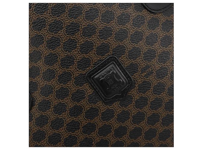 Céline Borsa Tote CELINE Macadam in tela PVC e pelle nera e oro Auth 192542A Nero D'oro - vista 17