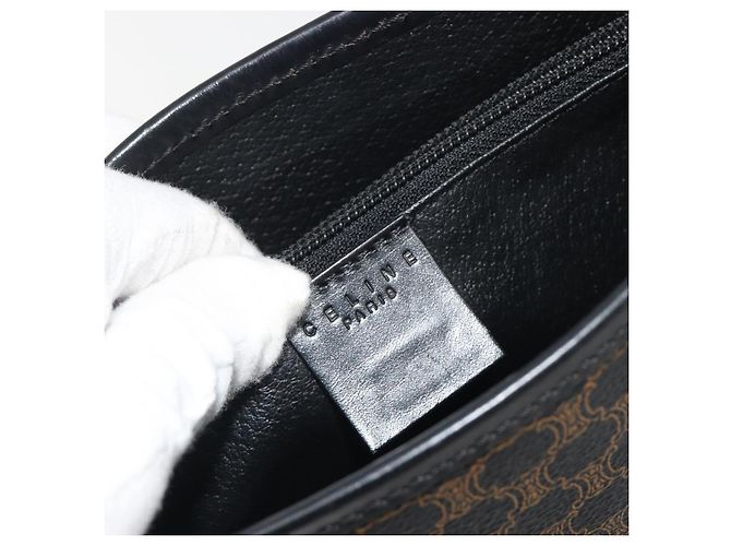 Céline Borsa Tote CELINE Macadam in tela PVC e pelle nera e oro Auth 192542A Nero D'oro - vista 18