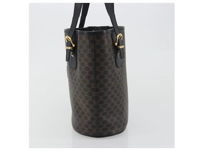 Céline Borsa Tote CELINE Macadam in tela PVC e pelle nera e oro Auth 192542A Nero D'oro - vista 3
