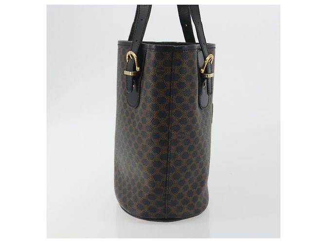 Céline Borsa Tote CELINE Macadam in tela PVC e pelle nera e oro Auth 192542A Nero D'oro - vista 4
