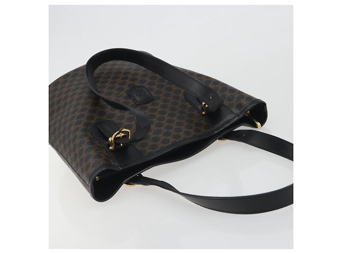 Céline Borsa Tote CELINE Macadam in tela PVC e pelle nera e oro Auth 192542A Nero D'oro - vista 6