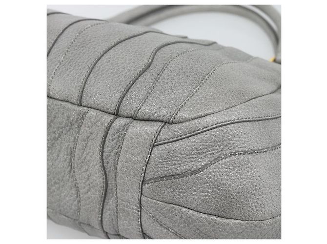 PRADA Handtasche aus Leder Grau Gold Auth 194293V Braun Golden - Ansicht 16
