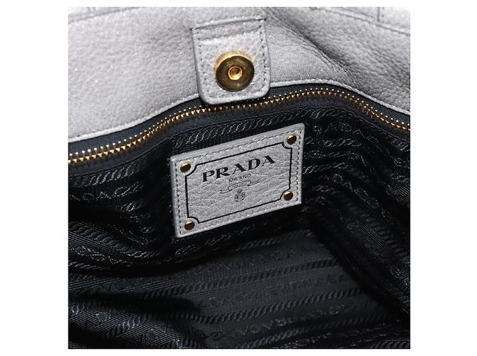 PRADA Handtasche aus Leder Grau Gold Auth 194293V Braun Golden - Ansicht 18