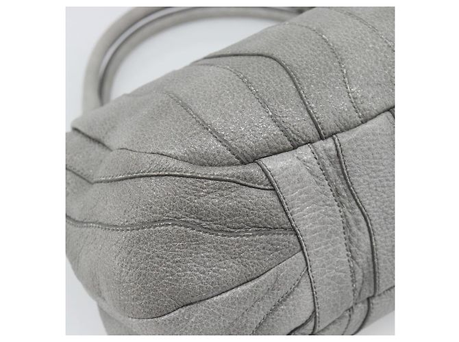 PRADA Handtasche aus Leder Grau Gold Auth 194293V Braun Golden - Ansicht 9