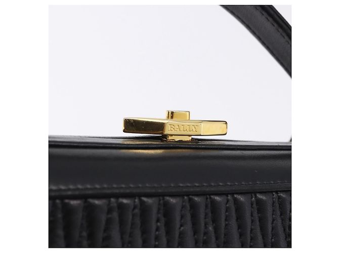 Sac à main BALLY en cuir 2way Noir Doré Auth BA14687A - vue 11