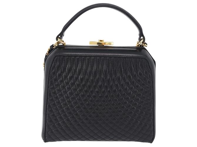 Sac à main BALLY en cuir 2way Noir Doré Auth BA14687A - vue 13