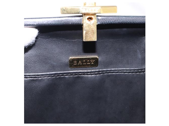 Sac à main BALLY en cuir 2way Noir Doré Auth BA14687A - vue 18