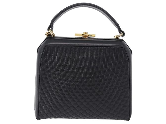 Sac à main BALLY en cuir 2way Noir Doré Auth BA14687A - vue 2