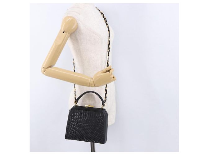 Sac à main BALLY en cuir 2way Noir Doré Auth BA14687A - vue 22