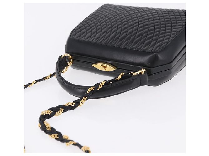 Sac à main BALLY en cuir 2way Noir Doré Auth BA14687A - vue 6