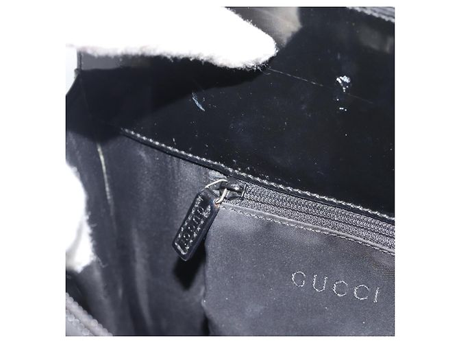 Borsa Tote GUCCI in vernice nera con dettagli argento 001 3264 Auth gh2325 Nero - vista 19
