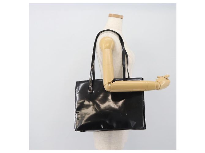 Borsa Tote GUCCI in vernice nera con dettagli argento 001 3264 Auth gh2325 Nero - vista 24