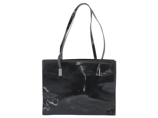 Borsa Tote GUCCI in vernice nera con dettagli argento 001 3264 Auth gh2325 Nero - vista 3