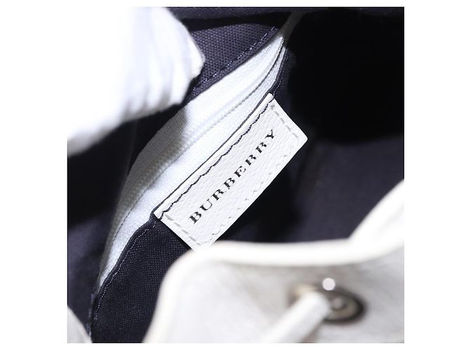 BURBERRY Handtasche Canvas Weiß Silber Auth bs36451 - Ansicht 11