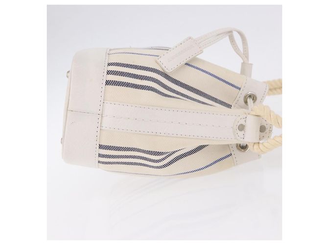 BURBERRY Handtasche Canvas Weiß Silber Auth bs36451 - Ansicht 4