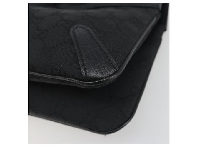 Borsa GUCCI Horsebit GG Canvas Nera Argento 114913 Auth 193014V Nero - vista 10