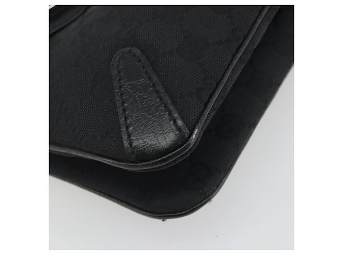 Borsa GUCCI Horsebit GG Canvas Nera Argento 114913 Auth 193014V Nero - vista 11