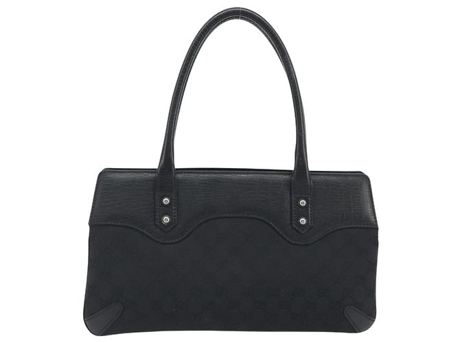 Borsa GUCCI Horsebit GG Canvas Nera Argento 114913 Auth 193014V Nero - vista 3