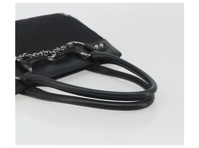 Borsa GUCCI Horsebit GG Canvas Nera Argento 114913 Auth 193014V Nero - vista 7