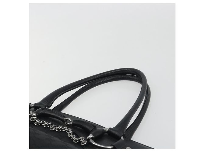 Borsa GUCCI Horsebit GG Canvas Nera Argento 114913 Auth 193014V Nero - vista 8