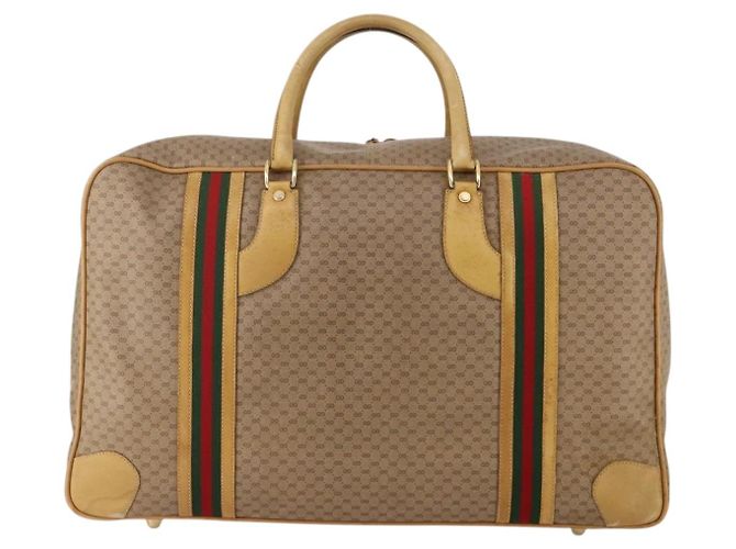 Borsa GUCCI Micro GG Supreme Web Sherry Line in PVC Beige 010 58 1744 65 Auth 187858A D'oro - vista 3