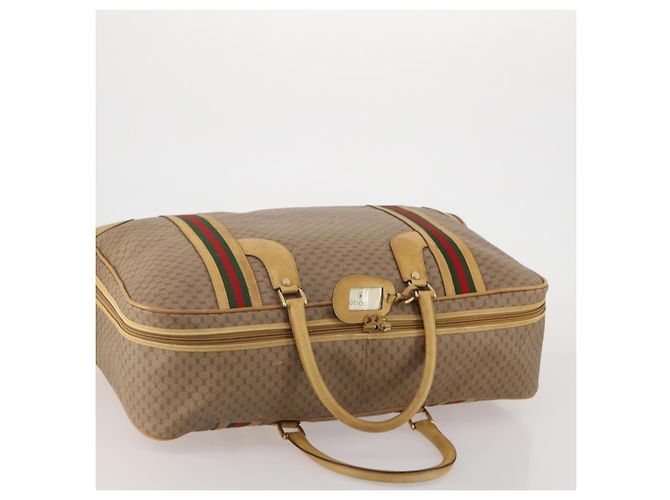 Borsa GUCCI Micro GG Supreme Web Sherry Line in PVC Beige 010 58 1744 65 Auth 187858A D'oro - vista 6