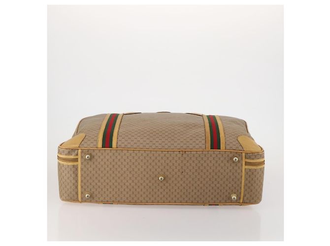 Borsa GUCCI Micro GG Supreme Web Sherry Line in PVC Beige 010 58 1744 65 Auth 187858A D'oro - vista 9