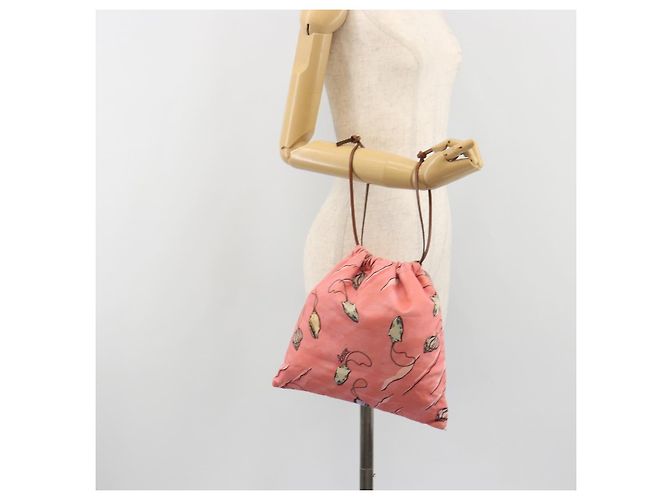 LOEWE Borsa a mano in tela rosa Auth BA14239A - vista 20
