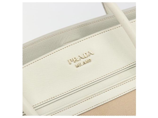 Borsa PRADA in tela Beige Gold Auth 192530A D'oro - vista 20