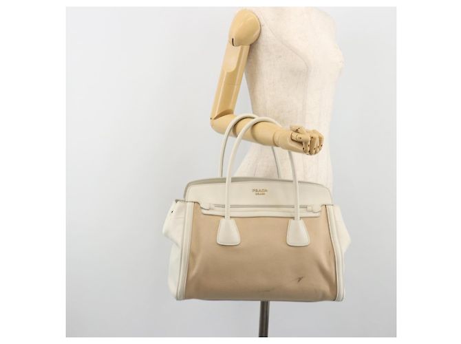 Borsa PRADA in tela Beige Gold Auth 192530A D'oro - vista 28