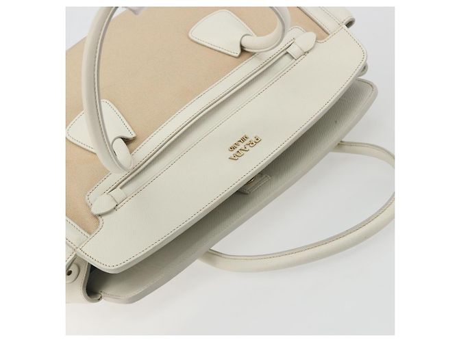 Borsa PRADA in tela Beige Gold Auth 192530A D'oro - vista 6
