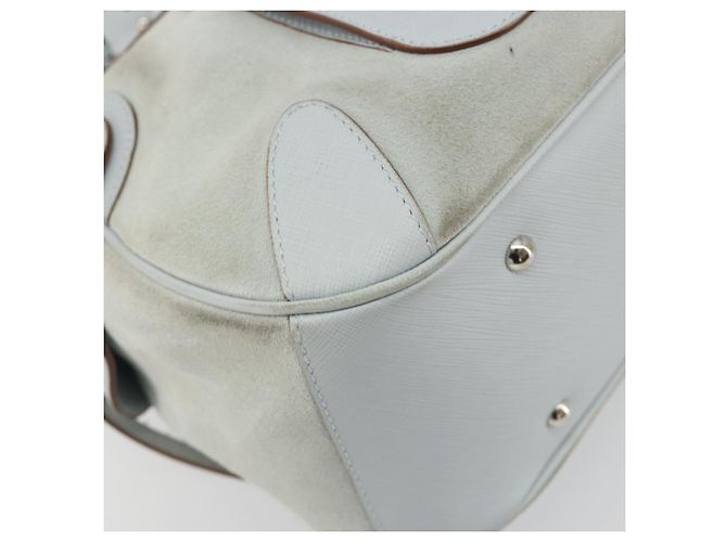 Borsa a mano Salvatore Ferragamo Gancini in scamosciato azzurro chiaro argento Auth BA14181 - vista 11