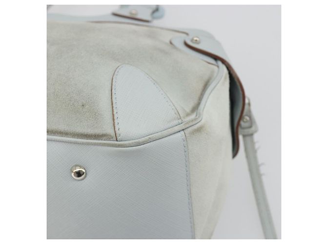 Borsa a mano Salvatore Ferragamo Gancini in scamosciato azzurro chiaro argento Auth BA14181 - vista 12