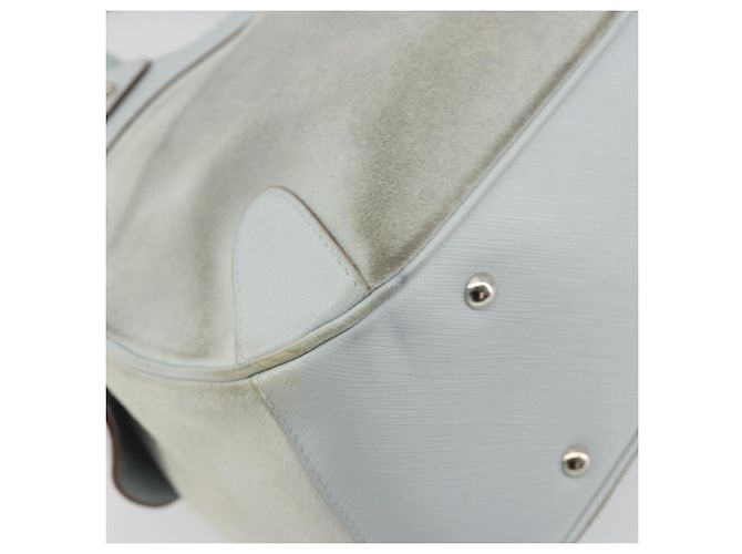 Borsa a mano Salvatore Ferragamo Gancini in scamosciato azzurro chiaro argento Auth BA14181 - vista 13