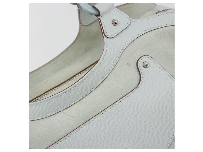 Borsa a mano Salvatore Ferragamo Gancini in scamosciato azzurro chiaro argento Auth BA14181 - vista 15