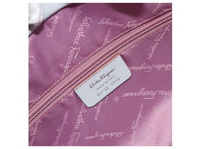 Borsa a mano Salvatore Ferragamo Gancini in scamosciato azzurro chiaro argento Auth BA14181 - vista 17